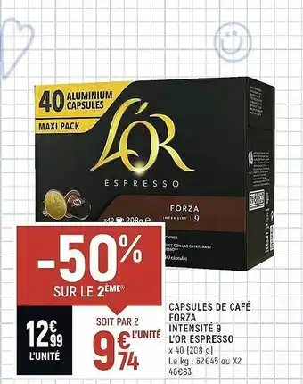 Spar Capsules de café forza intensité 9 l'or espresso offre