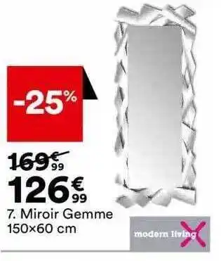 BUT Miroir gemme 150 x 60 cm modern living offre