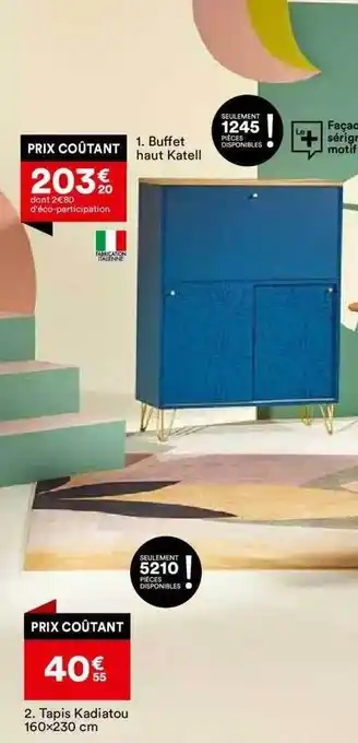 BUT Buffet haut katell, tapis kadiatou 160 x 230 cm offre