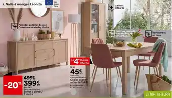 BUT Salle à manger léonita : buffet 2 portes 3 tiroirs, chaises diane offre