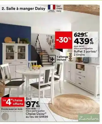 BUT Salle à manger daisy : chaise daisy, buffet 3 portes - 2 tiroirs offre