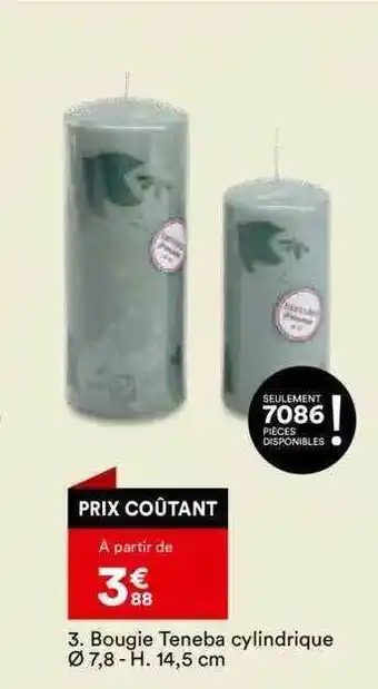 BUT Bougie teneba cylindrique ø 7,8- h. 14,5 cm offre