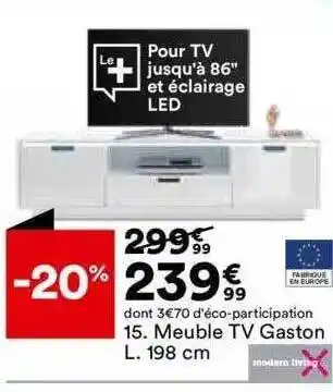 BUT Meuble tv gaston l. 198 cm modern living offre