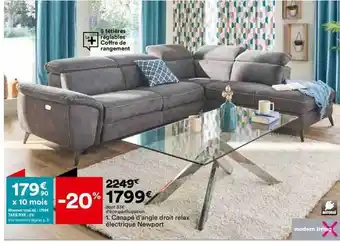 BUT Canapé d'angle droit relax électrique newport modern living offre