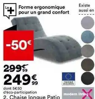 BUT Chaise longue patio modern living offre