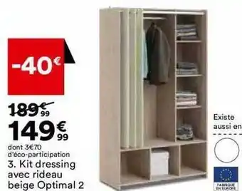BUT Kit dressing avec rideau beige optimal 2 offre