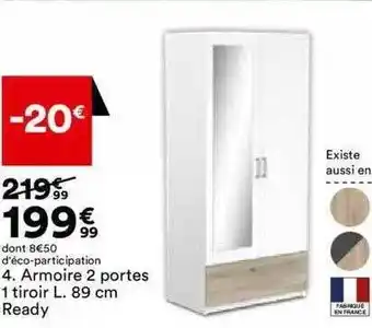 BUT Armoire 2 portes 1 tiroir l. 89 cm ready offre