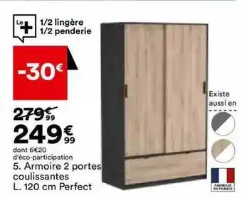 BUT Armoire 2 portes coulissantes l. 120 cm perfect offre