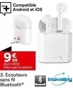 Écouteurs sans fil bluetooth inovalley