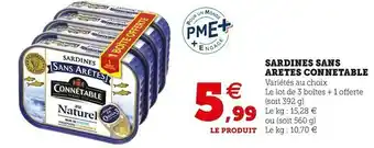 Super U SARDINES SANS ARETES offre