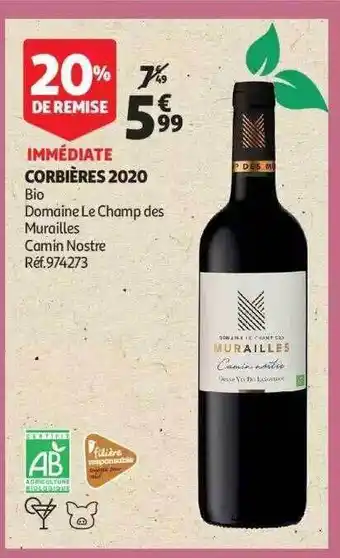 Auchan Corbières 2020 bio domaine le champ des murailles camin nostre offre