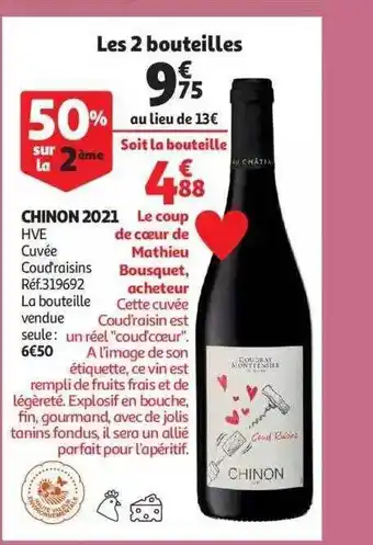 Auchan Chinon 2021 hve cuvée coud'raisins offre