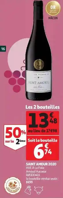 Auchan Saint amour 2020 hve à la folie arnaud aucoeur offre