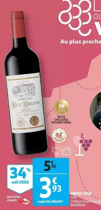 Auchan Médoc 2018 hve château haut grignon offre