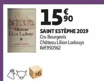 Auchan Saint estèphe 2019 cru bourgeois château lilian ladouys offre