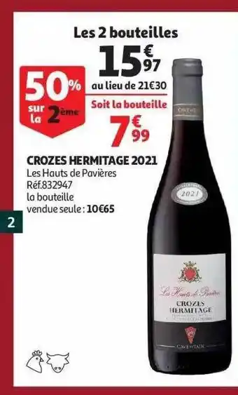 Auchan Crozes hermitage 2021 les hauts de pavières offre