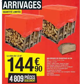 Brico Dépôt Box bûches de chauffage 40 cm offre