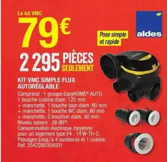 Brico Dépôt Kit vmc simple flux autoréglable aldes offre