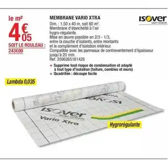 Brico Dépôt Membrane vario xtra isover offre