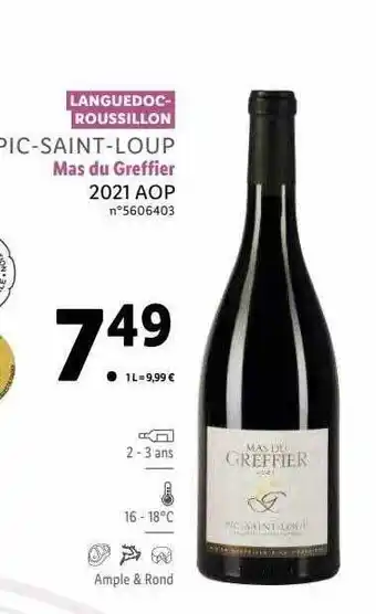 Lidl Pic-saint-loup mas du greffier 2021 aop offre