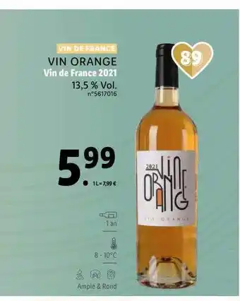 Lidl Vin orange vin de france 2021 13,5% vol. offre