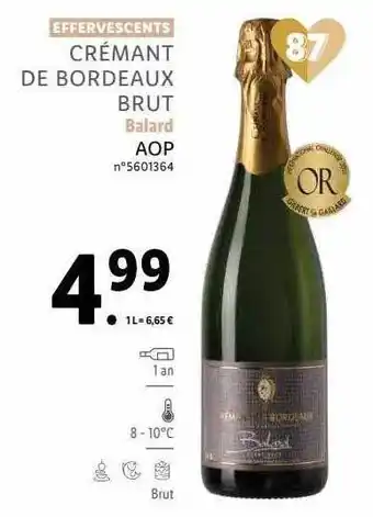 Lidl Crémant de bordeaux brut balard aop offre