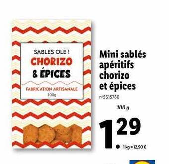 Lidl Mini sablés apéritifs chorizo et épices offre