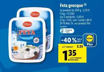 Lidl Feta grecque milbona offre