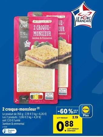 Lidl 2 croque-monsieur offre