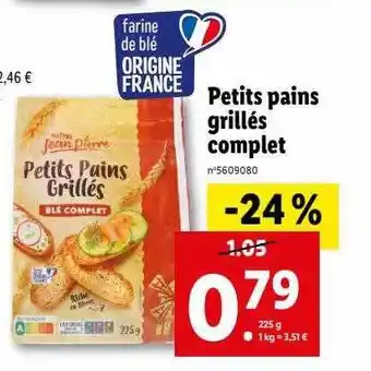 Lidl Petits pains grillés complet offre