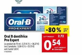 Lidl Oral b dentifrice pro expert offre