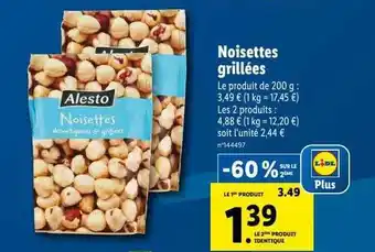 Lidl Noisettes grillées alesto offre