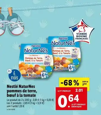 Lidl Nestlé naturnes pommes de terre, boeuf à la tomate offre