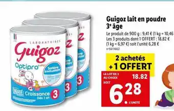 Lidl Guigoz lait en poudre 3e âge offre