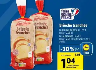 Lidl Brioche tranchée maître jean pierre offre