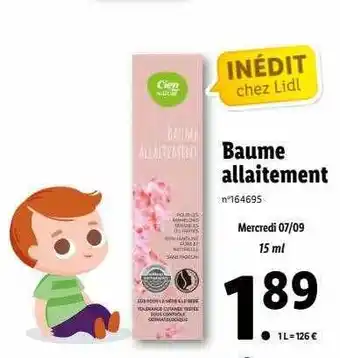 Lidl Baume allaitement cien nature offre