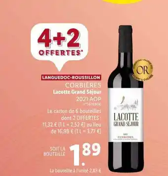 Lidl Corbières lacotte grand séjour 2021 aop offre