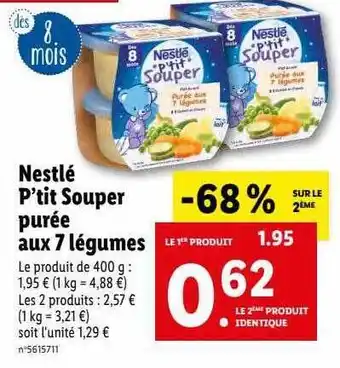 Lidl Nestlé p'tit souper purée aux 7 légumes offre