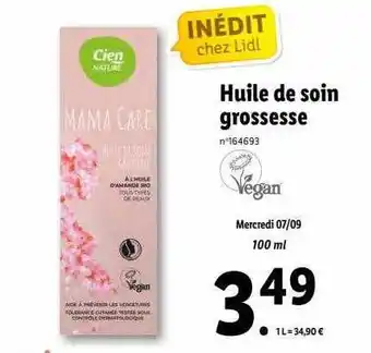 Lidl Huile de soin grossesse cien nature offre
