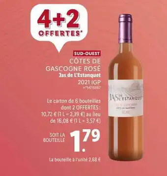Lidl Côtes de gascogne rosé jas de l'estanquet 2021 igp offre
