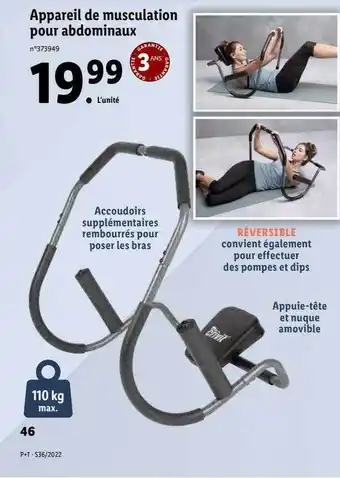 Lidl Appareil de musculation pour abdominaux offre