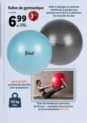 Lidl Ballon de gymnastique crivit offre