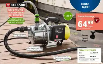 Lidl Pompe d'arrosage parkside offre