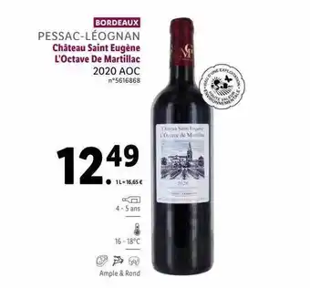 Lidl Pessac-léognan château saint eugène l'octave de martillac 2020 aoc offre
