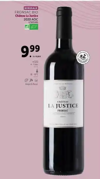 Lidl Fronsac bio château la justice 2020 aoc offre