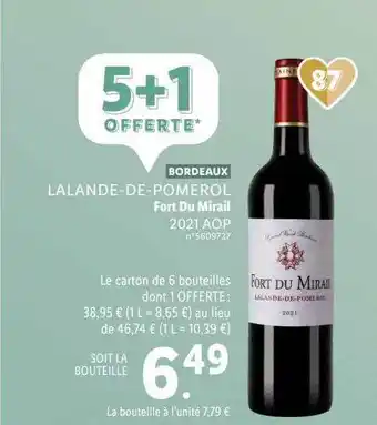 Lidl Lalande-de-pomerol fort du mirail 2021 aop offre