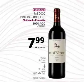 Lidl Médoc cru bourgeois château la pirouette 2020 aoc offre