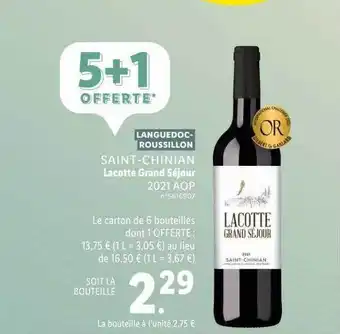 Lidl Saint-chinian lacotte grand séjour 2021 aop offre