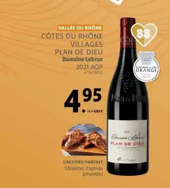 Lidl Côtes du rhônes villages plan de dieu domaine lebrun 2021 aop offre
