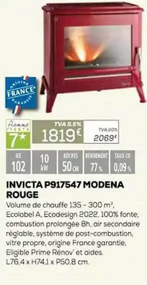 Copra Invicta p917547 modena rouge offre